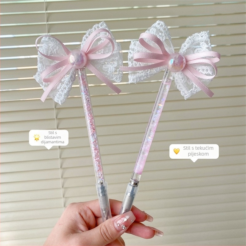 Nož za ručne radove sa zamjenjivim oštricama, dekorativna mašna od vrpice i čipke s kristalima, model k23012