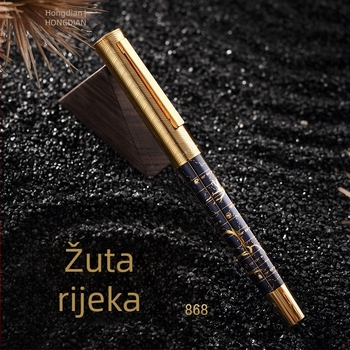 Stilno pero 1868 — Metalno kućište, Pistonski sustav punjenja tinte, Vrh od legure, Dimenzije 139×12 mm