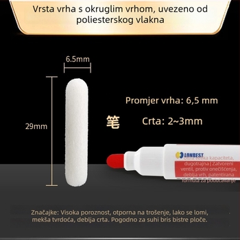 Marker za ploču s kružnim i sjekutićastim vrhom, akrilno tijelo, ponovno punjivi i zamjenjivi vrh, marka LONBEST/Lambeth