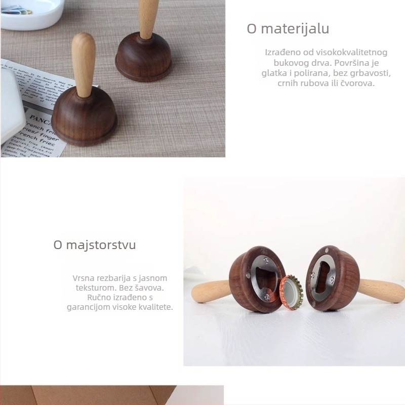 Drveni otvarač boca piva s magnetskim hladnjakom – Unique