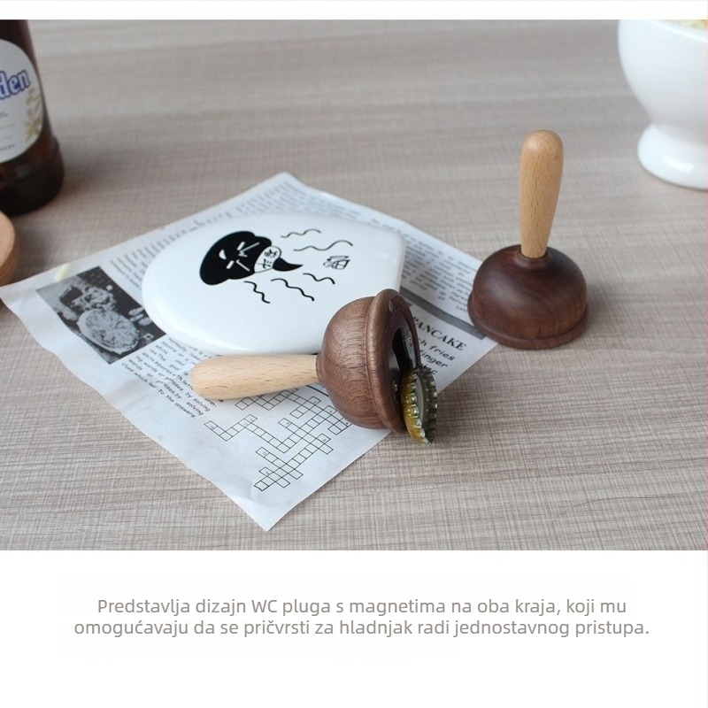 Drveni otvarač boca piva s magnetskim hladnjakom – Unique