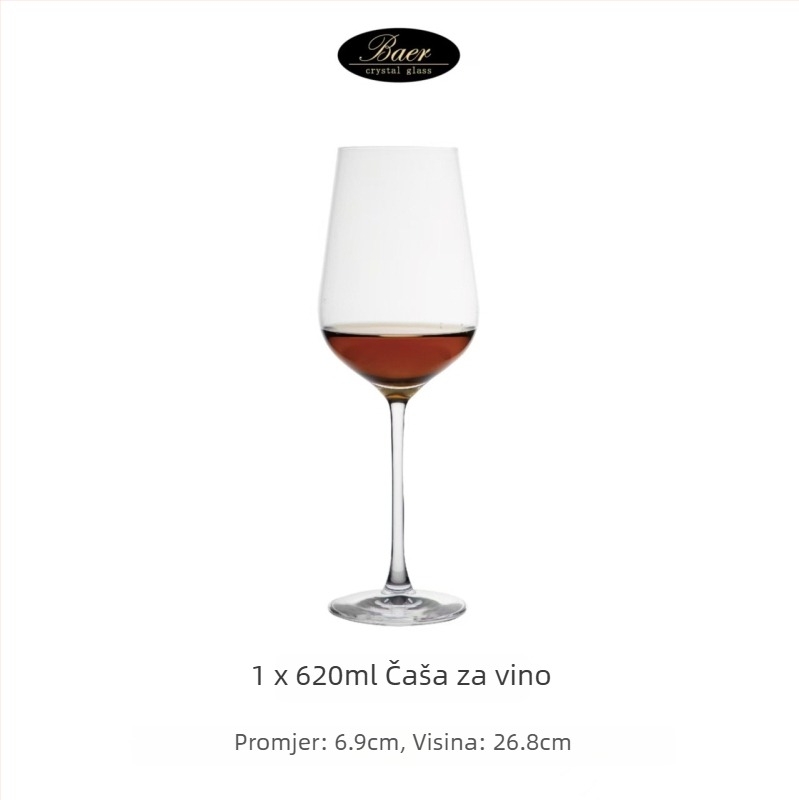 Set čaša za vino od kristalnog stakla, moderni minimalistički stil, 6–10 komada, mogućnost tiskanja logotipa