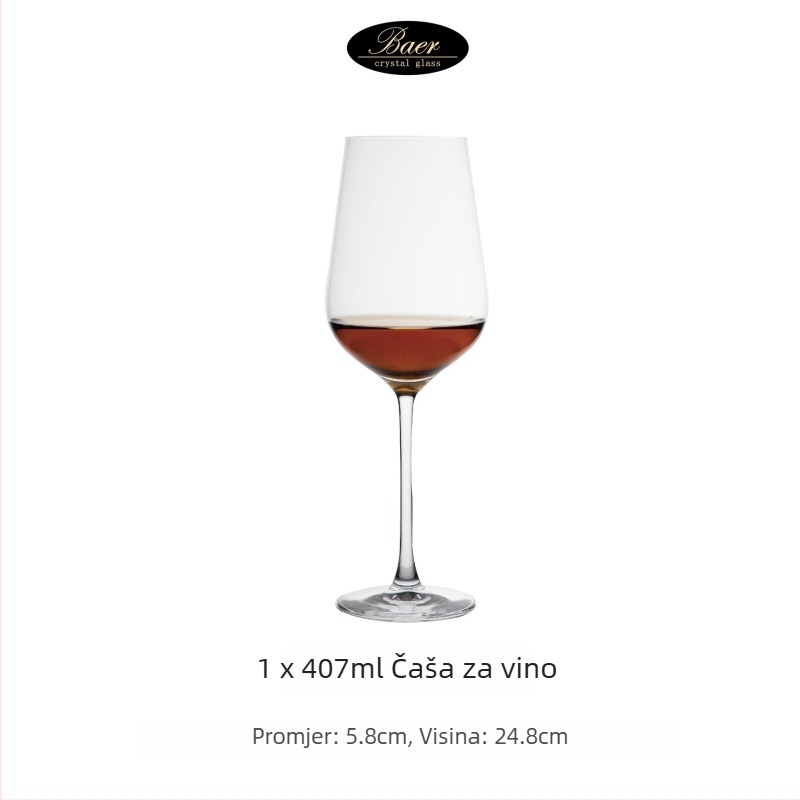 Set čaša za vino od kristalnog stakla, moderni minimalistički stil, 6–10 komada, mogućnost tiskanja logotipa