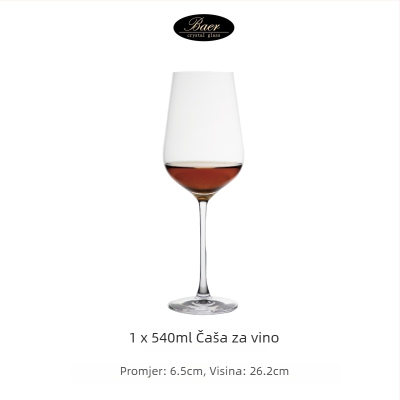 Set čaša za vino od kristalnog stakla, moderni minimalistički stil, 6–10 komada, mogućnost tiskanja logotipa