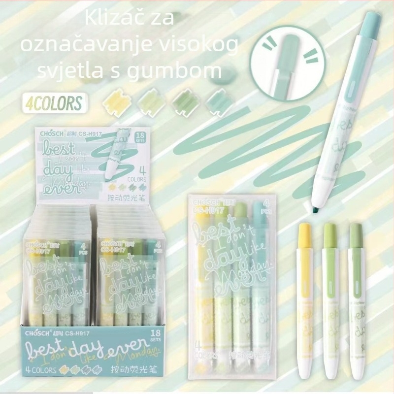 Timeout 4-boje marker za učenike, plastično kućište, modeli H917/H918/H919, pakiranje: 18 kartica u kutiji ili 216 kartica u kutiji