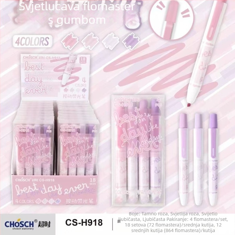 Timeout 4-boje marker za učenike, plastično kućište, modeli H917/H918/H919, pakiranje: 18 kartica u kutiji ili 216 kartica u kutiji