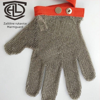 Henglong 304 nehrđajući čelik, rukavice s pet prstiju i metalnim prstenovima, otporne na rezanje, za klanje, šumarstvo i industriju stakla