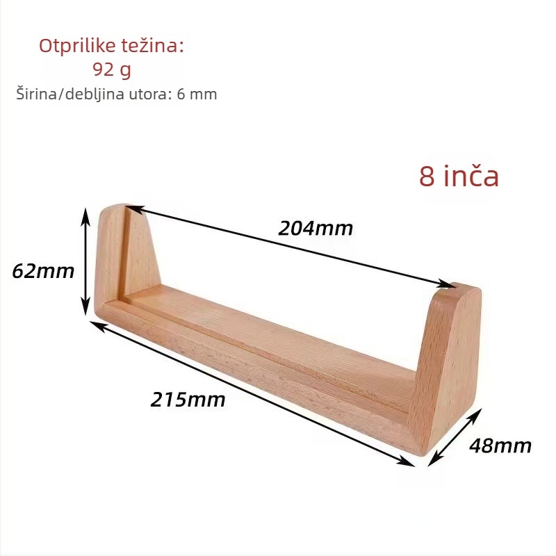 Stalak u obliku slova U od masivnog drveta za stolni kalendar i okvir za fotografije – orah i bukva, minimalistički stil