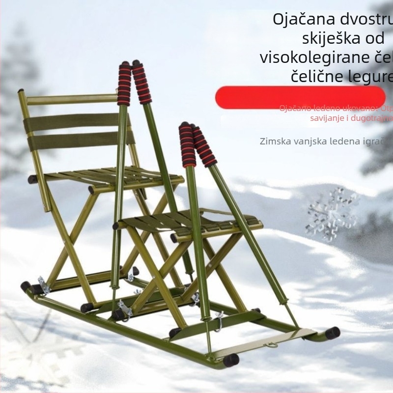 Sklopiva sanjka za odrasle i djecu — ledena sanjka za zimske sportove, premium kvalitete