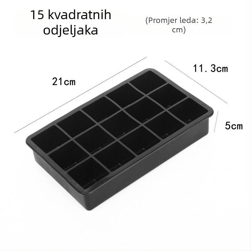 Kalup za led s 15 otvora za whiskey i koktele — četvrtaste ledene kocke, plastika, moderan minimalistički stil, 0,1 kg
