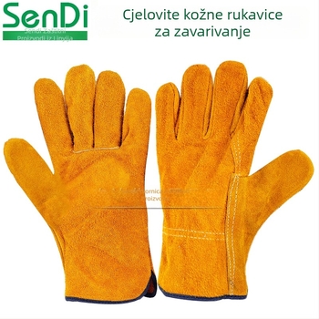 Rukavice za zavarivanje od cijele kože, dvostruki velur, duljina 25,5 cm, za zavarivanje i manipuliranje, Sundy