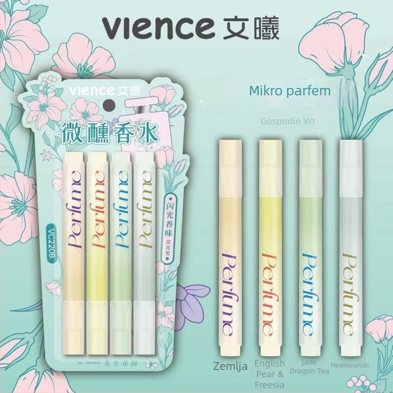 Marker VC-220, nagnuti vrh, jednostranični, neizbrisivi, 4 komada po kartici