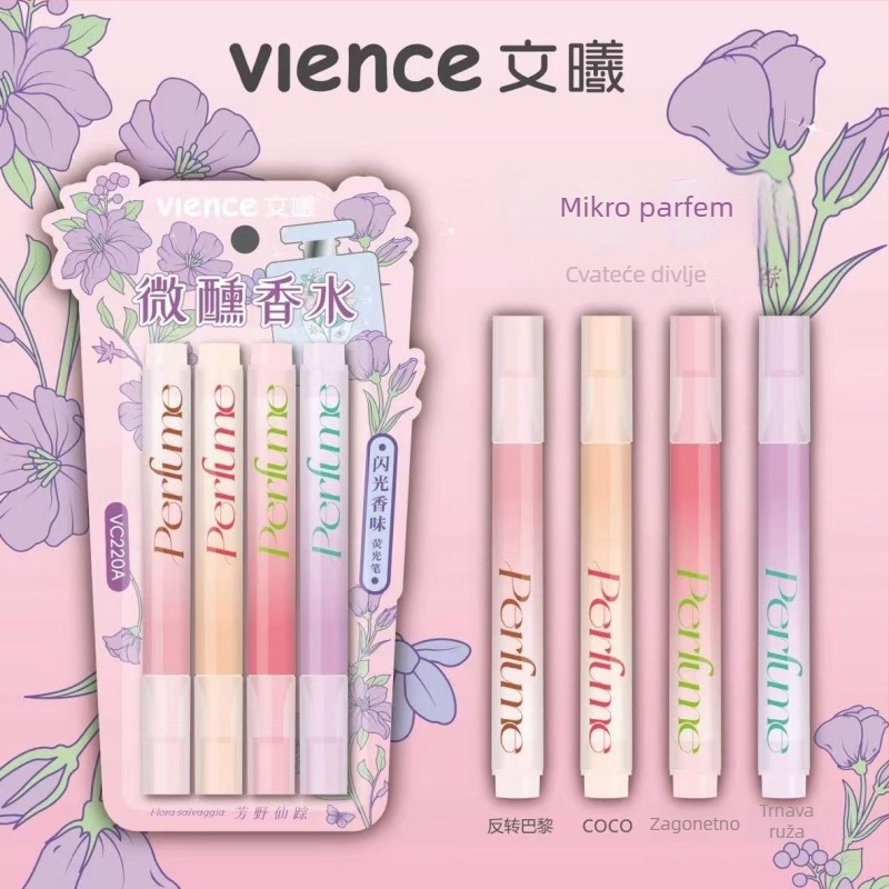 Marker VC-220, nagnuti vrh, jednostranični, neizbrisivi, 4 komada po kartici