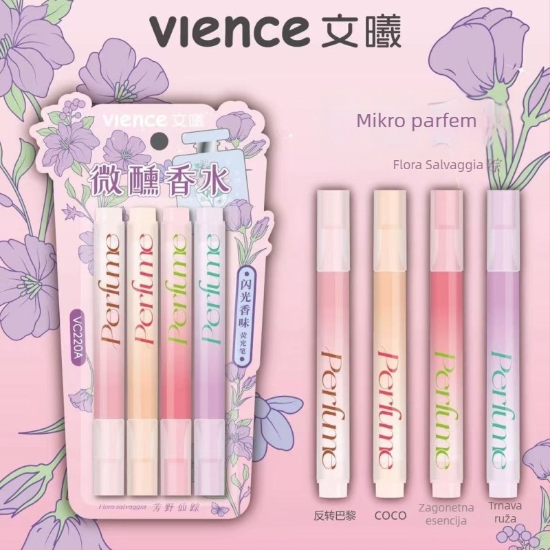 Marker VC-220, nagnuti vrh, jednostranični, neizbrisivi, 4 komada po kartici