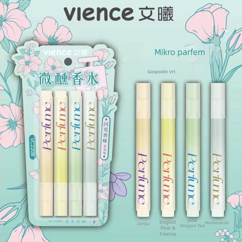 Marker VC-220, nagnuti vrh, jednostranični, neizbrisivi, 4 komada po kartici