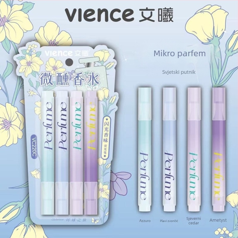 Marker VC-220, nagnuti vrh, jednostranični, neizbrisivi, 4 komada po kartici