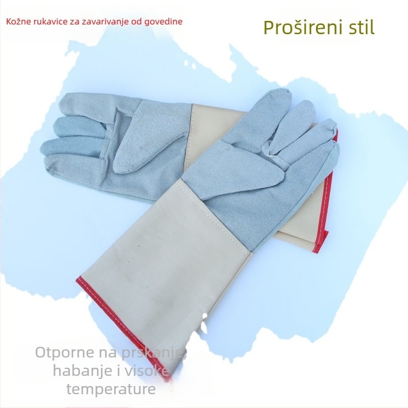 Kožne rukavice za zavarivanje s produženim manžetama, visoko temperaturna izolacija, otporne na habanje, protiv opeklina i prljavštine