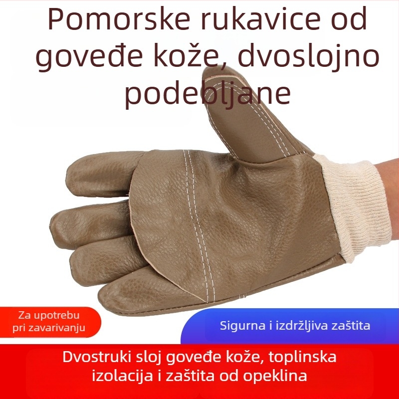 Debljane kratke rukavice od teleće kože za zavarivanje, zaštitne rukavice otporne na visoke temperature
