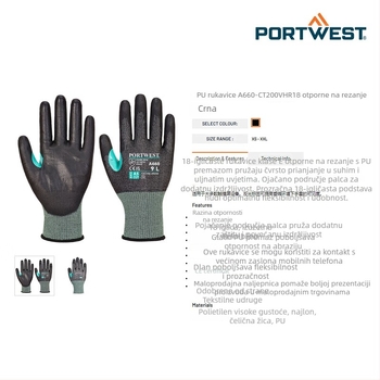 Portwest A660 CT200 VHR18 PU premazane rukavice otporne na rezanje