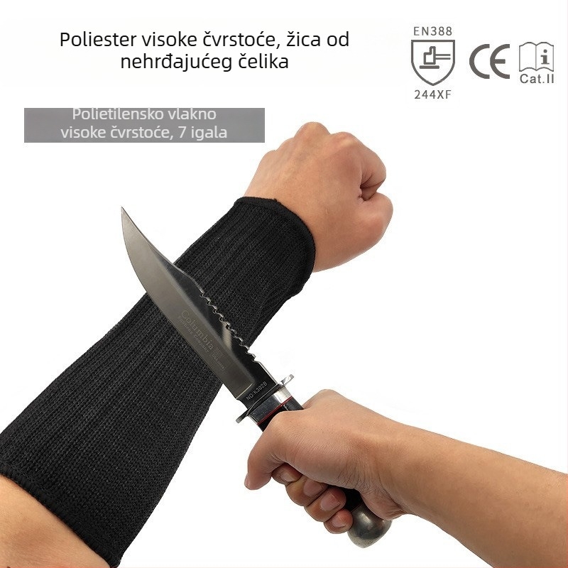 Zaštitni rukav protiv posjekotina s čeličnim vlaknima, visokoučinkoviti poliester, ojačani metalnim vlaknima, razina 5 (A8), vanjska zaštita zapešća za rad