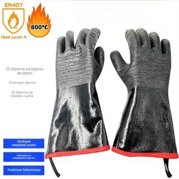 Neopren rukavice visoke temperature za pećnicu i roštilj, zaštita od plamena, toplinska izolacija, otporne na ulje, zaštita od opeklina