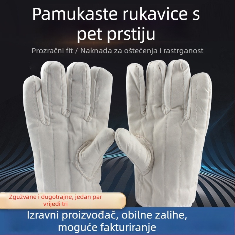 Pamukaste rukavice za zaštitu ruku s peter prstiju, debela izolacija, otporne na visoke temperature