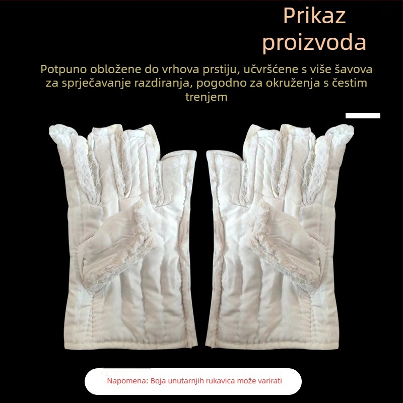 Pamukaste rukavice za zaštitu ruku s peter prstiju, debela izolacija, otporne na visoke temperature