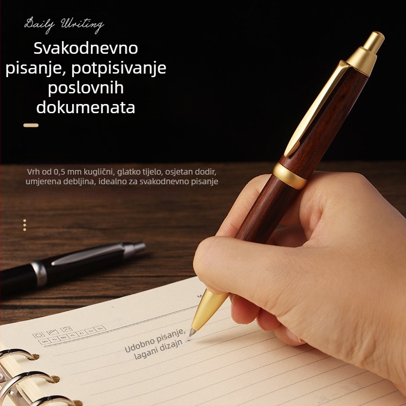 Mesing i sandalovo drvo: izvučna kuglična olovka za potpis, poslovni poklon s logotipom