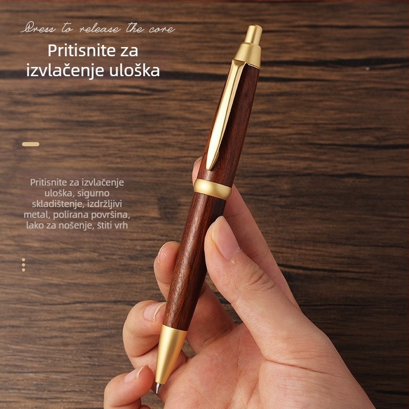 Mesing i sandalovo drvo: izvučna kuglična olovka za potpis, poslovni poklon s logotipom