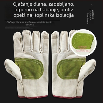Platnene rukavice za zavarivanje, visoka toplinska otpornost, zaštita od opeklina, otporne na habanje, potpuno podstavljene, dvostruko debeli sloj