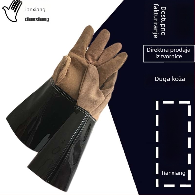 Kožne rukavice za zavarivanje od teleće kože, duge, imitacija kože, otporne na zavarivanje