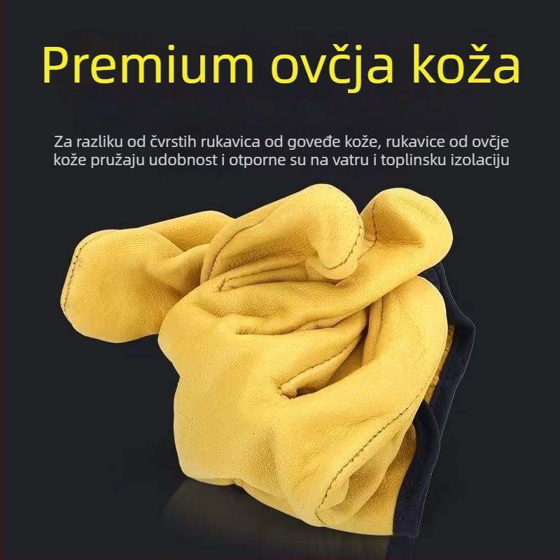 Zavarivačke rukavice, ovčja koža, višekratno upotrebljive, rukavice za zavarivanje (Materijal: ovčja koža; Tip: višekratno upotrebljive; Opseg primjene: zavarivanje; Funkcija: rukavice za zavarivače)