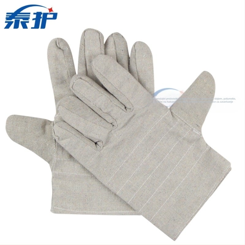 Rukavice za zavarivanje od platna, dvostruki sloj, polu podstavljeni unutarnji sloj, duljina oko 24 cm, Taihu
