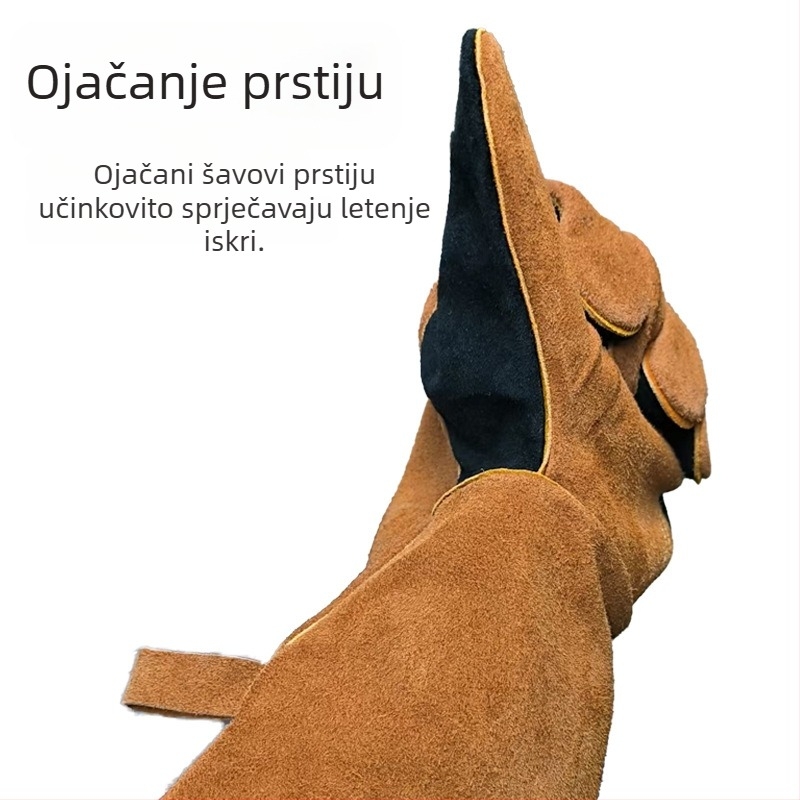 Rukavice za zavarivanje od goveđe kože – otporne na visoke temperature, zaštita od opeklina, otporne na habanje, zaštita od prskanja, debele i duge zaštitne rukavice za zavarivanje