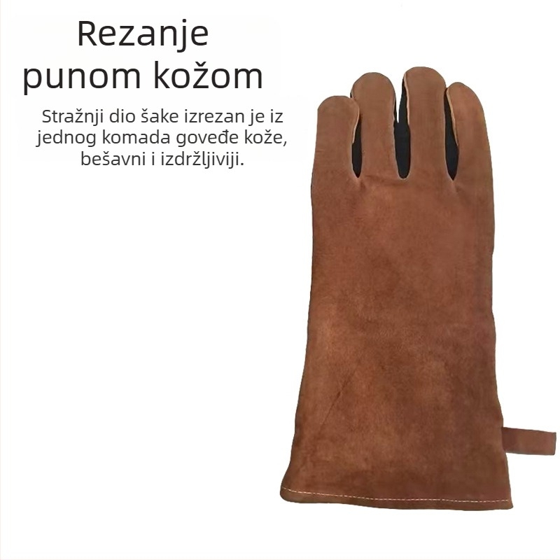 Rukavice za zavarivanje od goveđe kože – otporne na visoke temperature, zaštita od opeklina, otporne na habanje, zaštita od prskanja, debele i duge zaštitne rukavice za zavarivanje