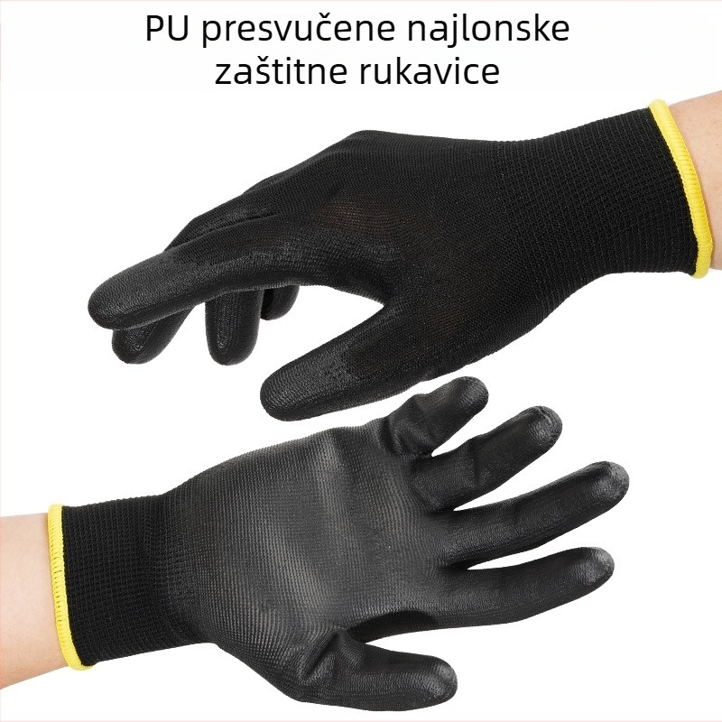 Sive rukavice s PU-nylonom na dlanovima za zaštitu, pogodne za građevinske radove, vrtlarstvo i električne poslove