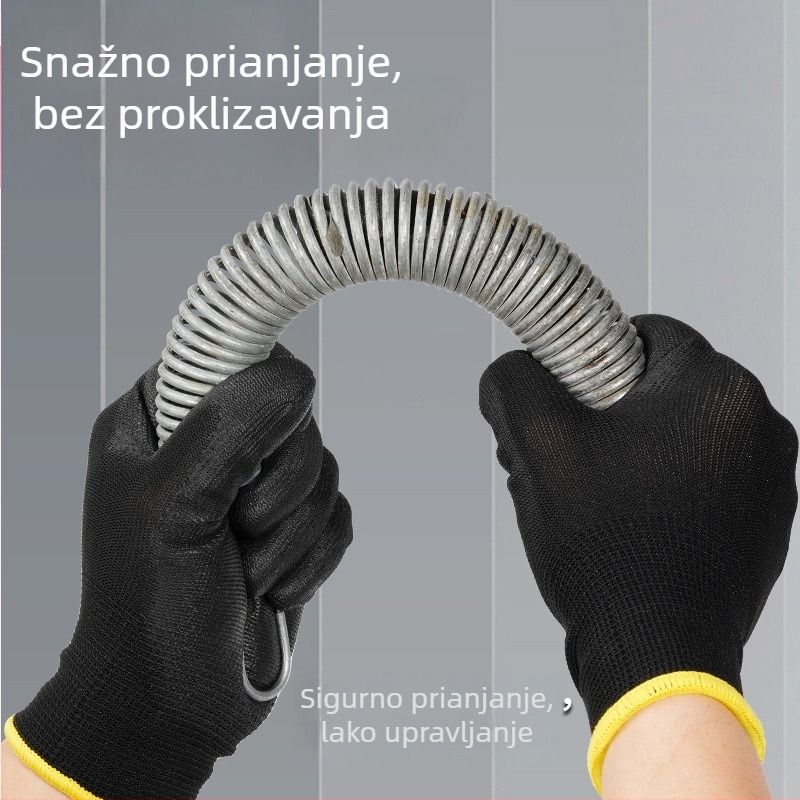 Sive rukavice s PU-nylonom na dlanovima za zaštitu, pogodne za građevinske radove, vrtlarstvo i električne poslove