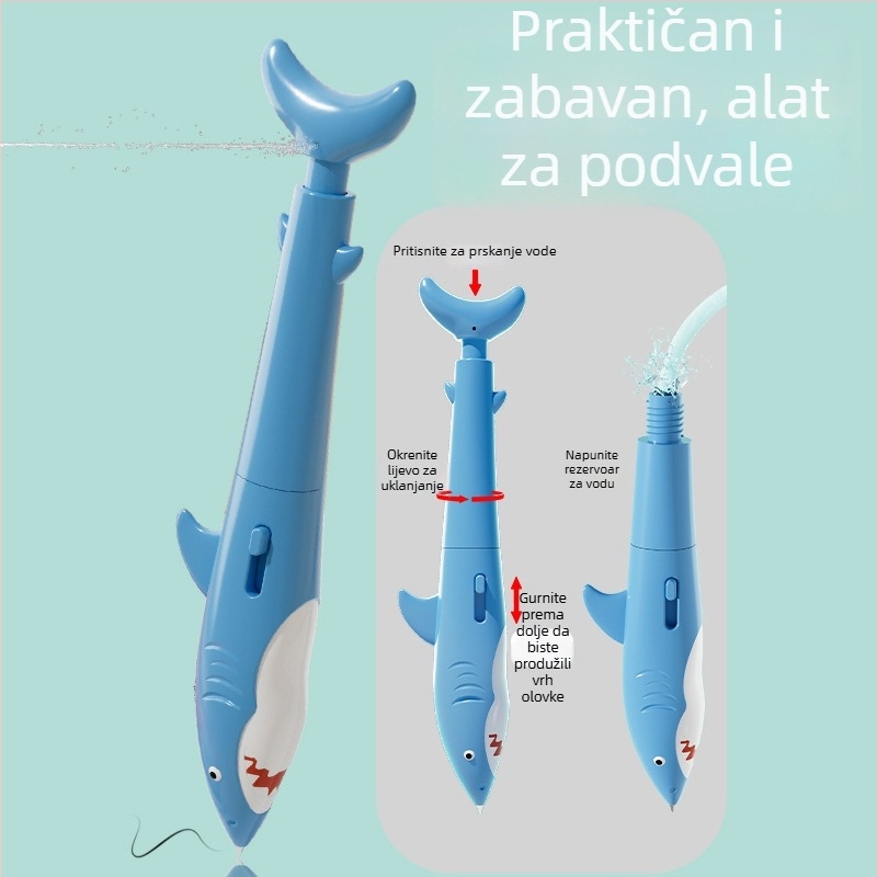 Pero s raspršivačem vode u obliku ajkule, pritisnite za raspršivanje, realističan uredski pribor