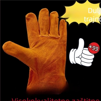 Zavarivačke rukavice od teleće kože, protuklizne, otporne na visoke temperature, mekane i izdržljive, višekratna upotreba (27 cm, 100 g)