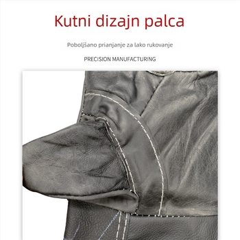 Duge kožne rukavice za zavarivanje, produžena bikova koža, cijela dlan, otporne na habanje, debele zaštitne rukavice s toplinskom izolacijom