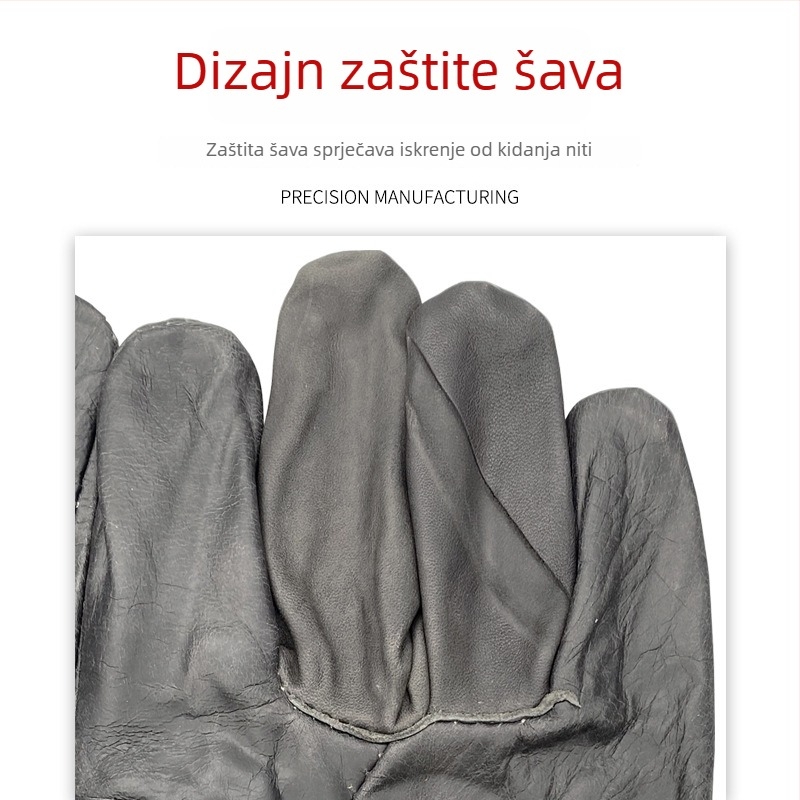 Duge kožne rukavice za zavarivanje, produžena bikova koža, cijela dlan, otporne na habanje, debele zaštitne rukavice s toplinskom izolacijom