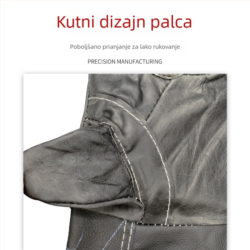 Duge kožne rukavice za zavarivanje, produžena bikova koža, cijela dlan, otporne na habanje, debele zaštitne rukavice s toplinskom izolacijom