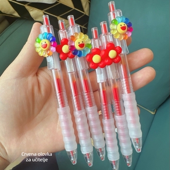 Crvena gel olovka 0,5 mm, brzo sušeća, za korekcije od učitelja, s izvlačnim mehanizmom