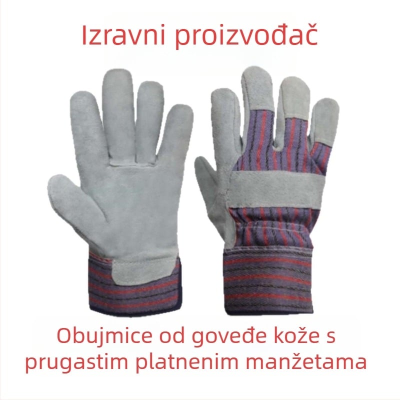 Rukavice za zavarivanje od kože s dva prsta – dvostruka koža s podstavom od baršuna i pamuka, otporne na habanje, za zavarivanje