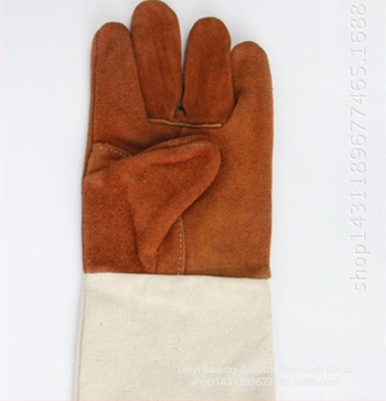 Rukavice za zavarivanje od teleće kože nubuk s toplinski izoliranom platnenom podstavom za gradilišta; otporne na habanje