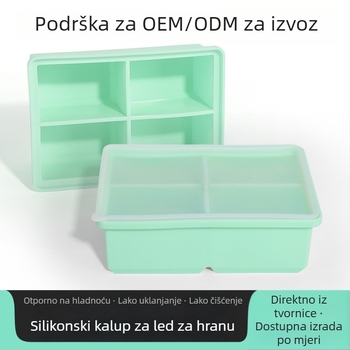 Silikonska forma za led s poklopcem, 4 otvora, prehrambena kvaliteta, za kućnu upotrebu – DIY brzo smrzavanje ledenih kockica