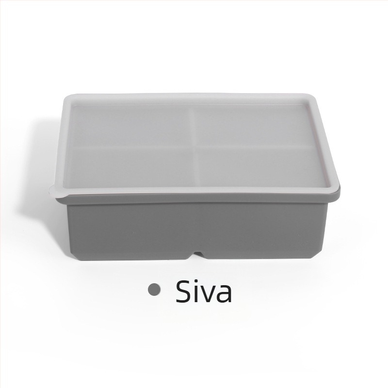 Silikonska forma za led s poklopcem, 4 otvora, prehrambena kvaliteta, za kućnu upotrebu – DIY brzo smrzavanje ledenih kockica