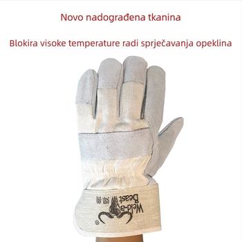 Kratke rukavice za zavarivanje s dvostrukim slojem, otporne na habanje, toplinska izolacija, zaštitne rukavice za zavarivanje, cijela teleća koža, cijela dlan