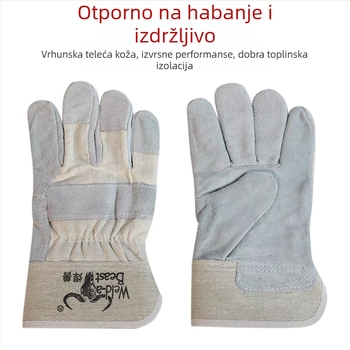 Kratke rukavice za zavarivanje s dvostrukim slojem, otporne na habanje, toplinska izolacija, zaštitne rukavice za zavarivanje, cijela teleća koža, cijela dlan