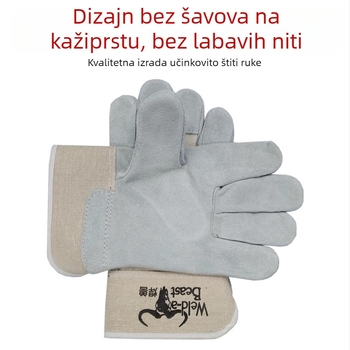 Kratke rukavice za zavarivanje s dvostrukim slojem, otporne na habanje, toplinska izolacija, zaštitne rukavice za zavarivanje, cijela teleća koža, cijela dlan